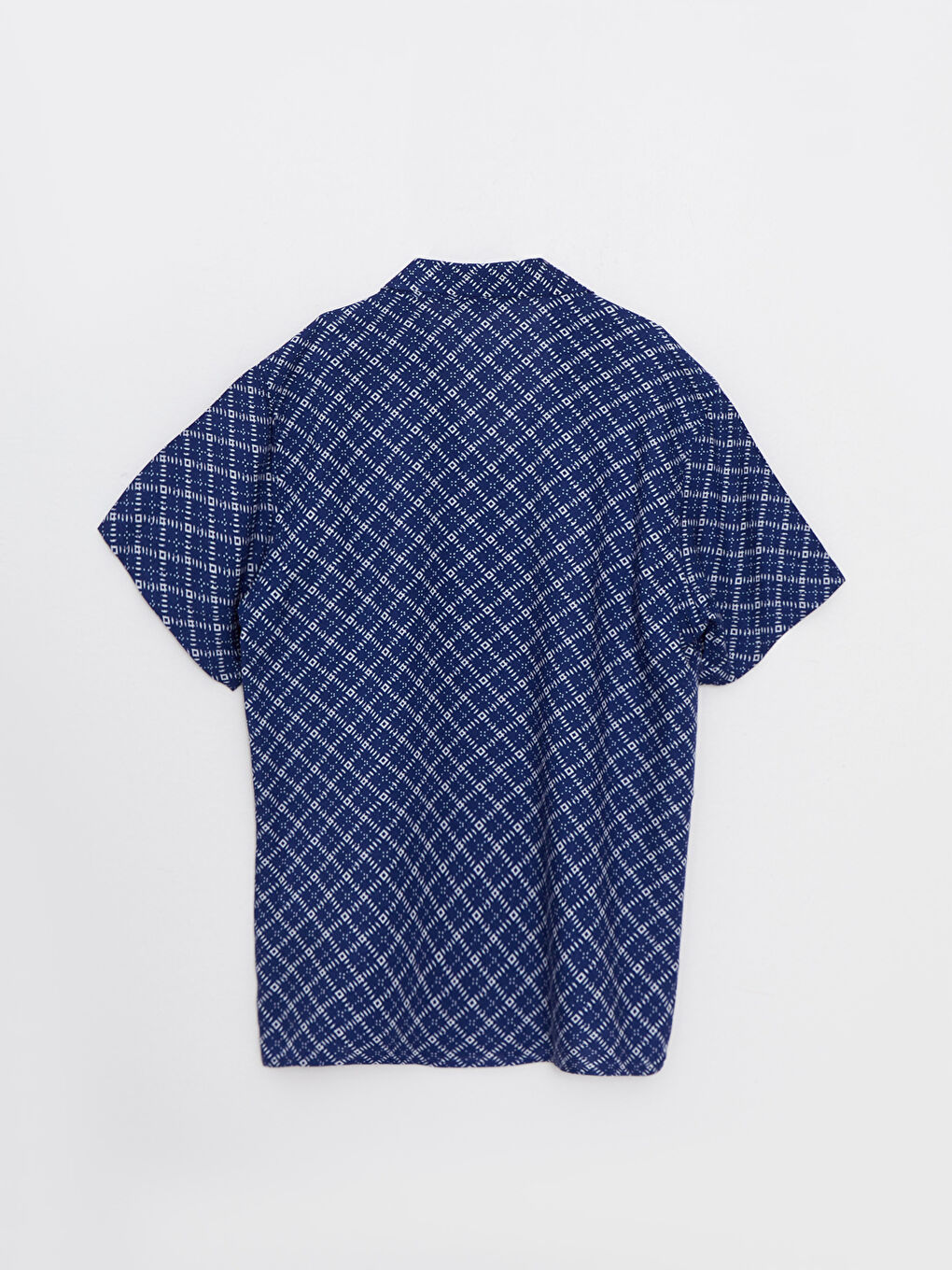 Lacivert Desenli Kısa Kollu Viskon Erkek Çocuk Gömlek-1