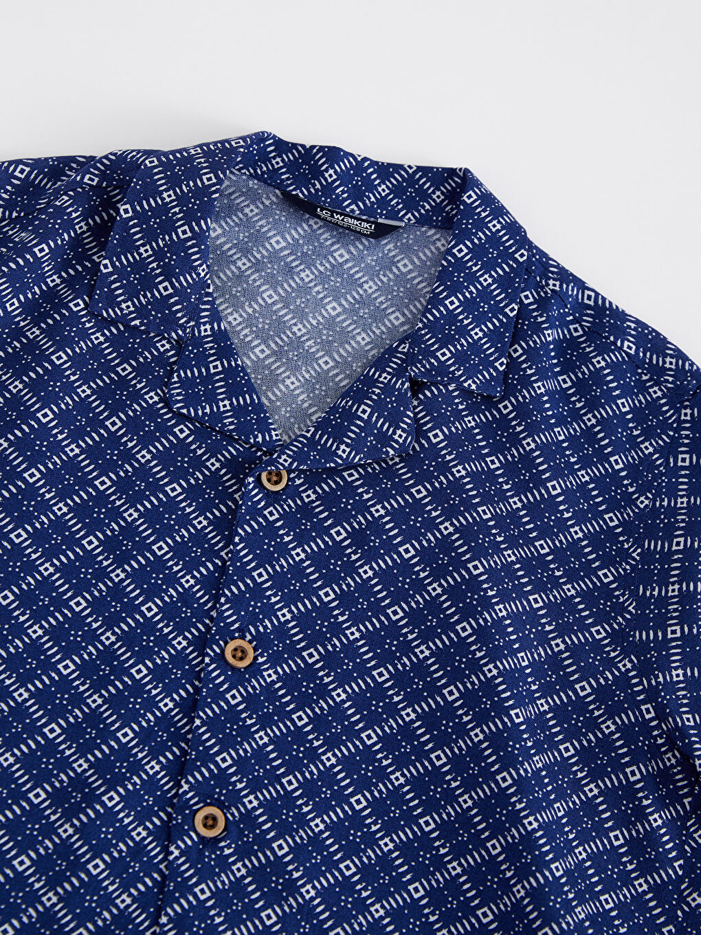 Lacivert Desenli Kısa Kollu Viskon Erkek Çocuk Gömlek-2