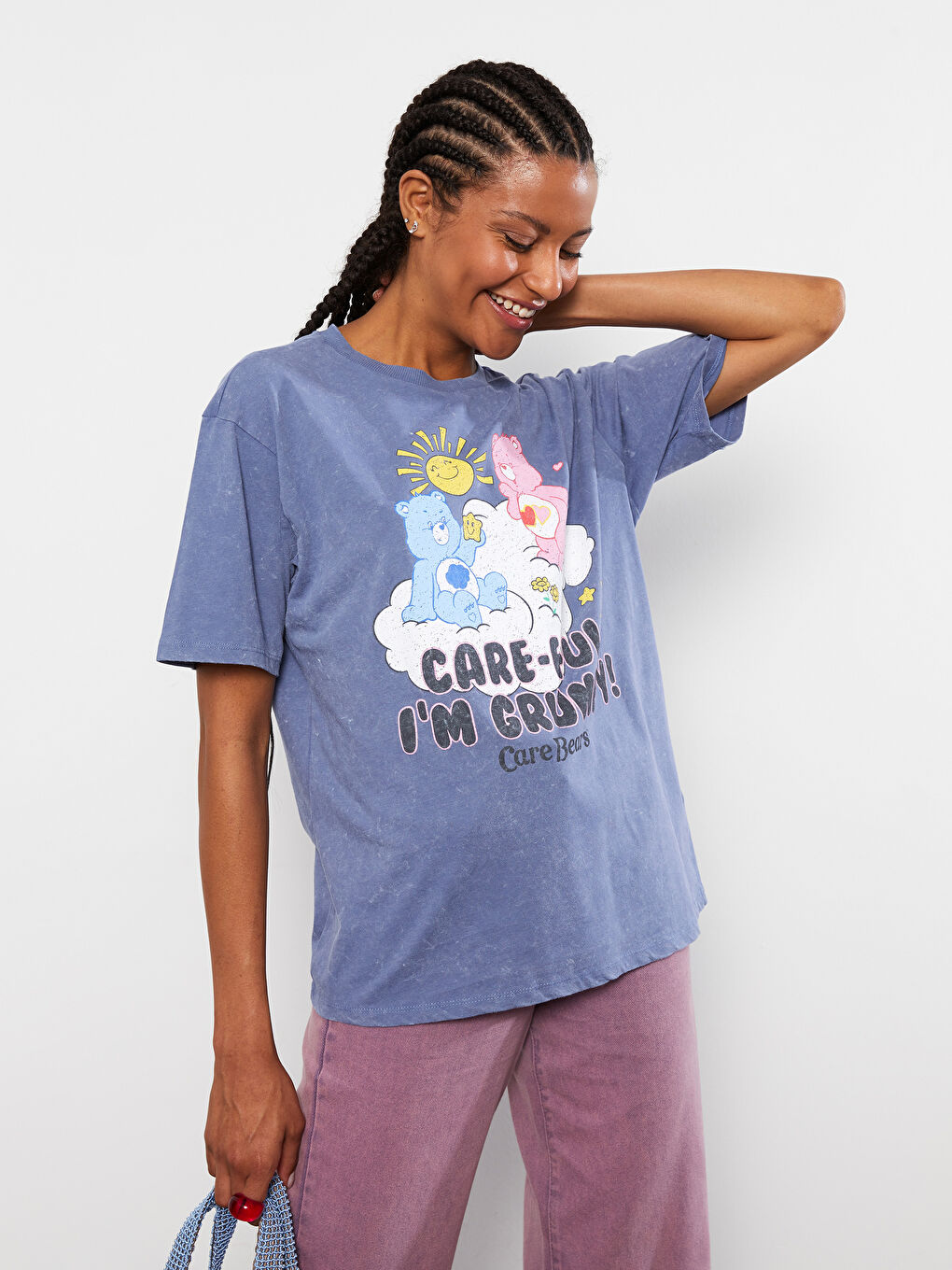 Crew Neck Care Bears Printed Short Sleeve Cotton Women's T-Shirt-2