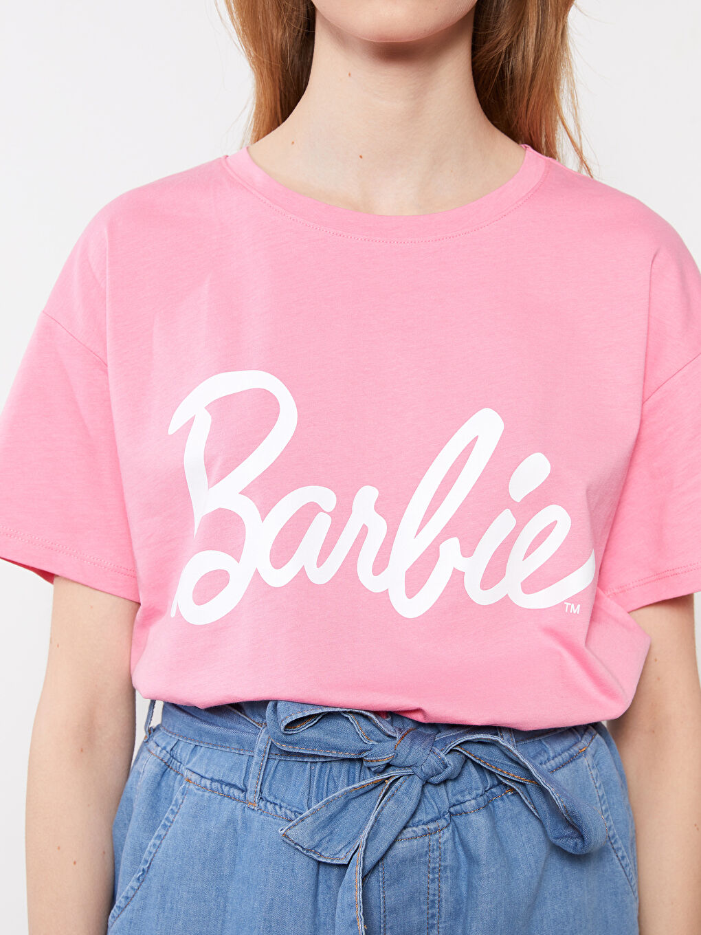 LC Waikiki Crew Neck Barbie Printed Short Sleeve Cotton Women's T-Shirt -S2L016Z8-FNL