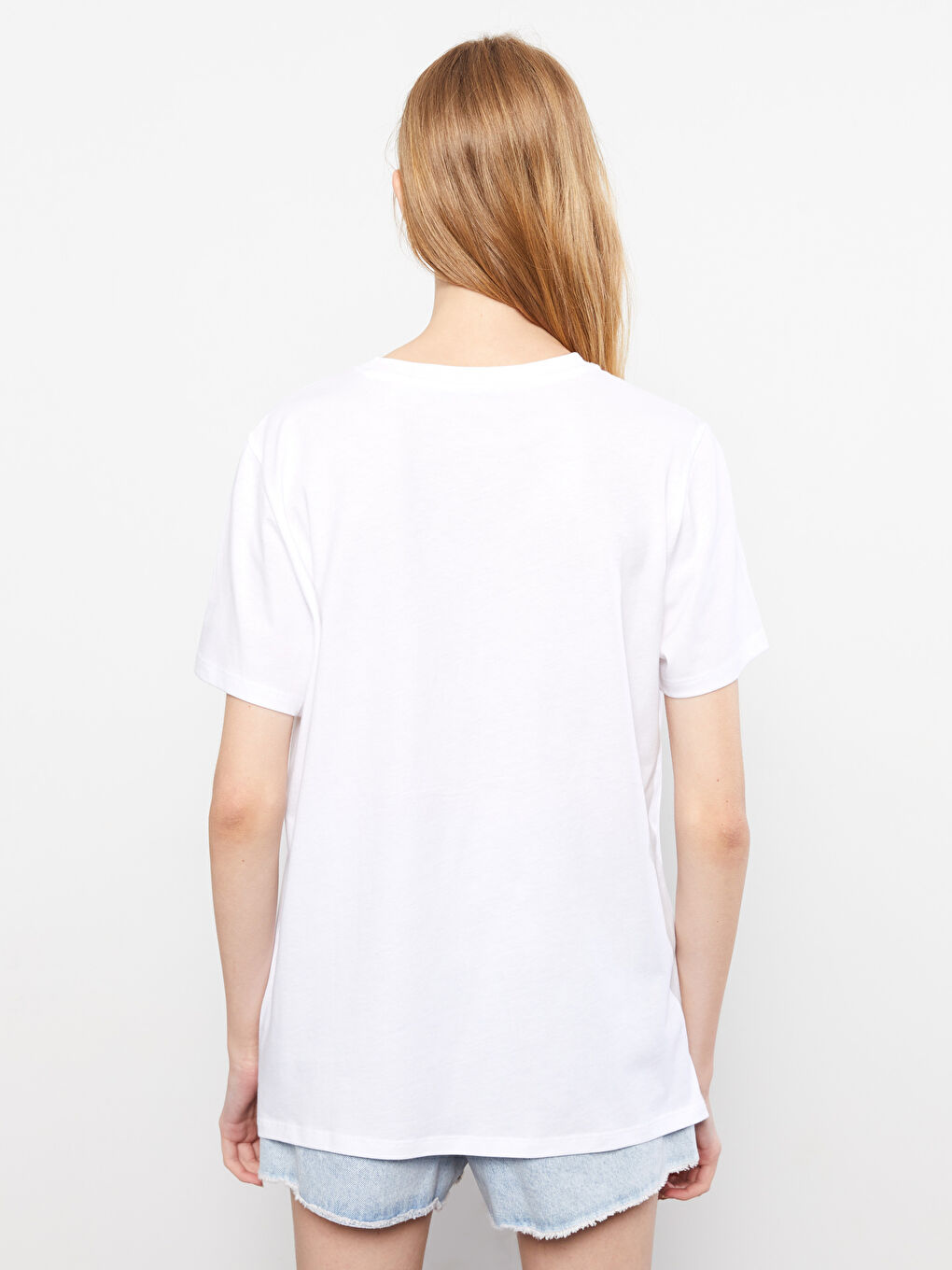 LCW Vision Crew Neck Tweety Printed Short Sleeve Cotton Women's T-Shirt -S2L019Z8-R9K