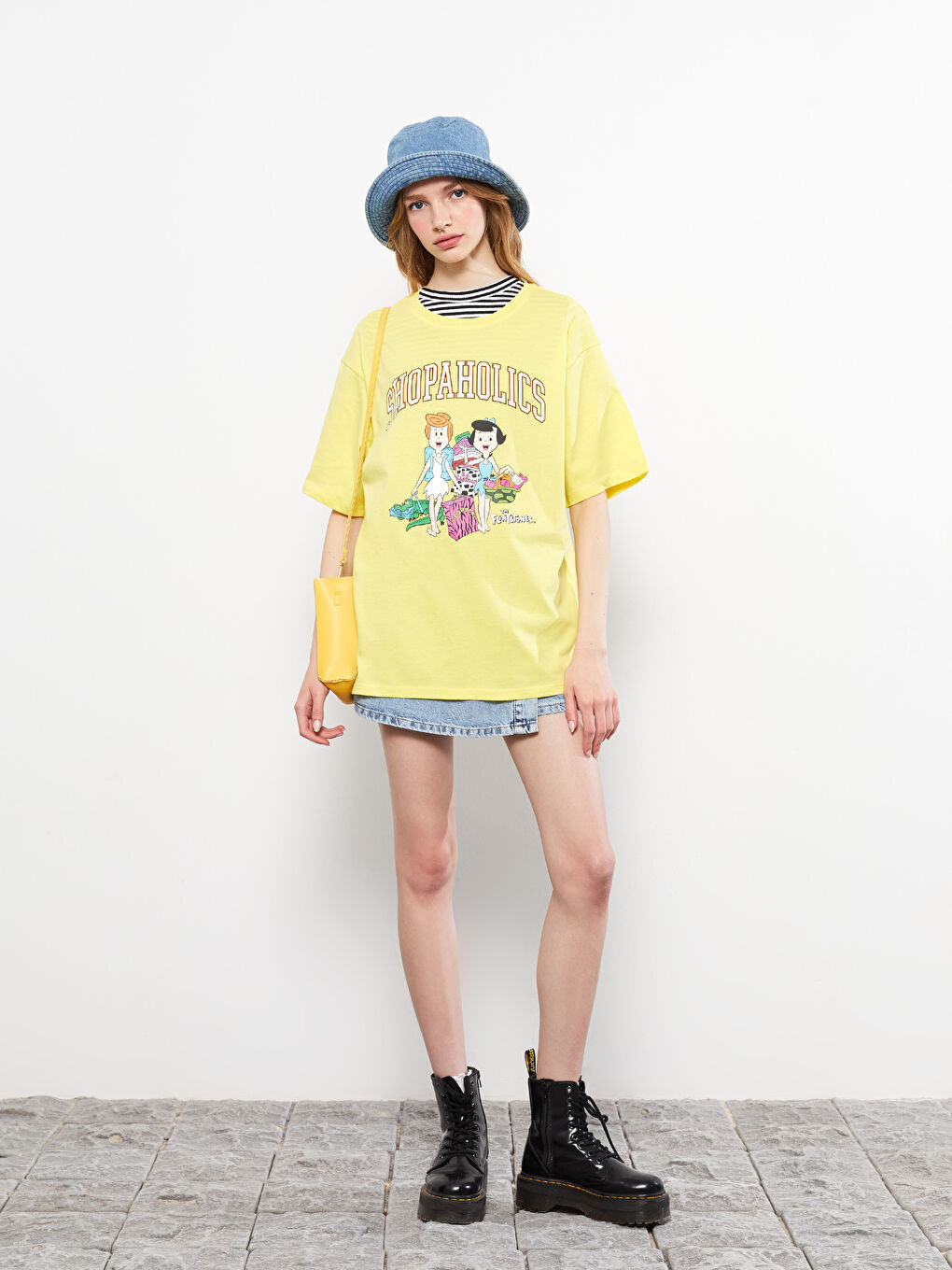 Crew Neck Flintstones Printed Short Sleeve Cotton Women's T-Shirt-2