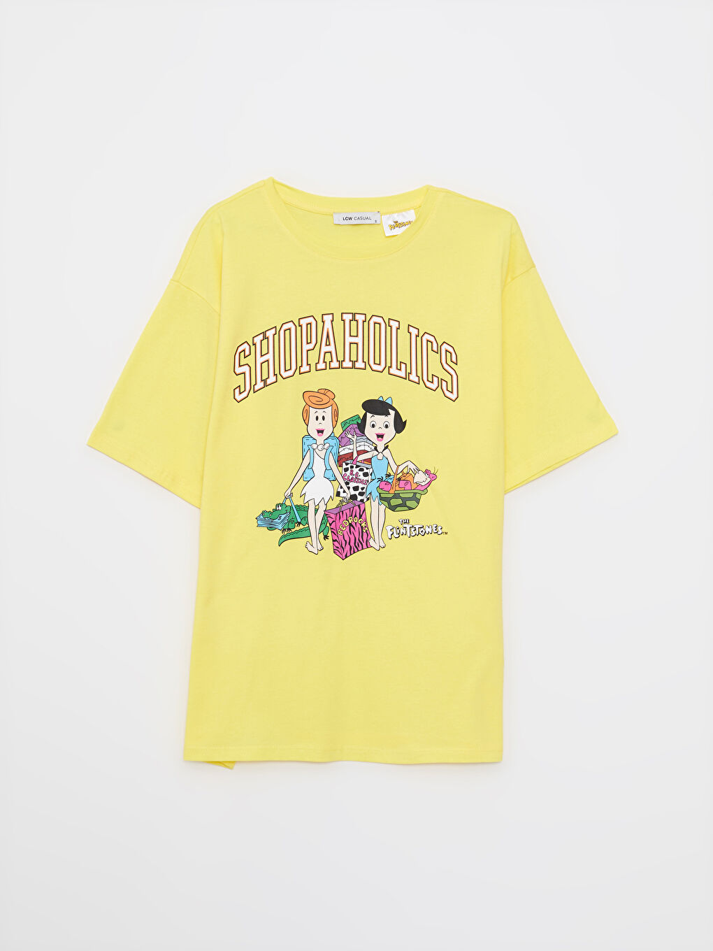 Crew Neck Flintstones Printed Short Sleeve Cotton Women's T-Shirt-5