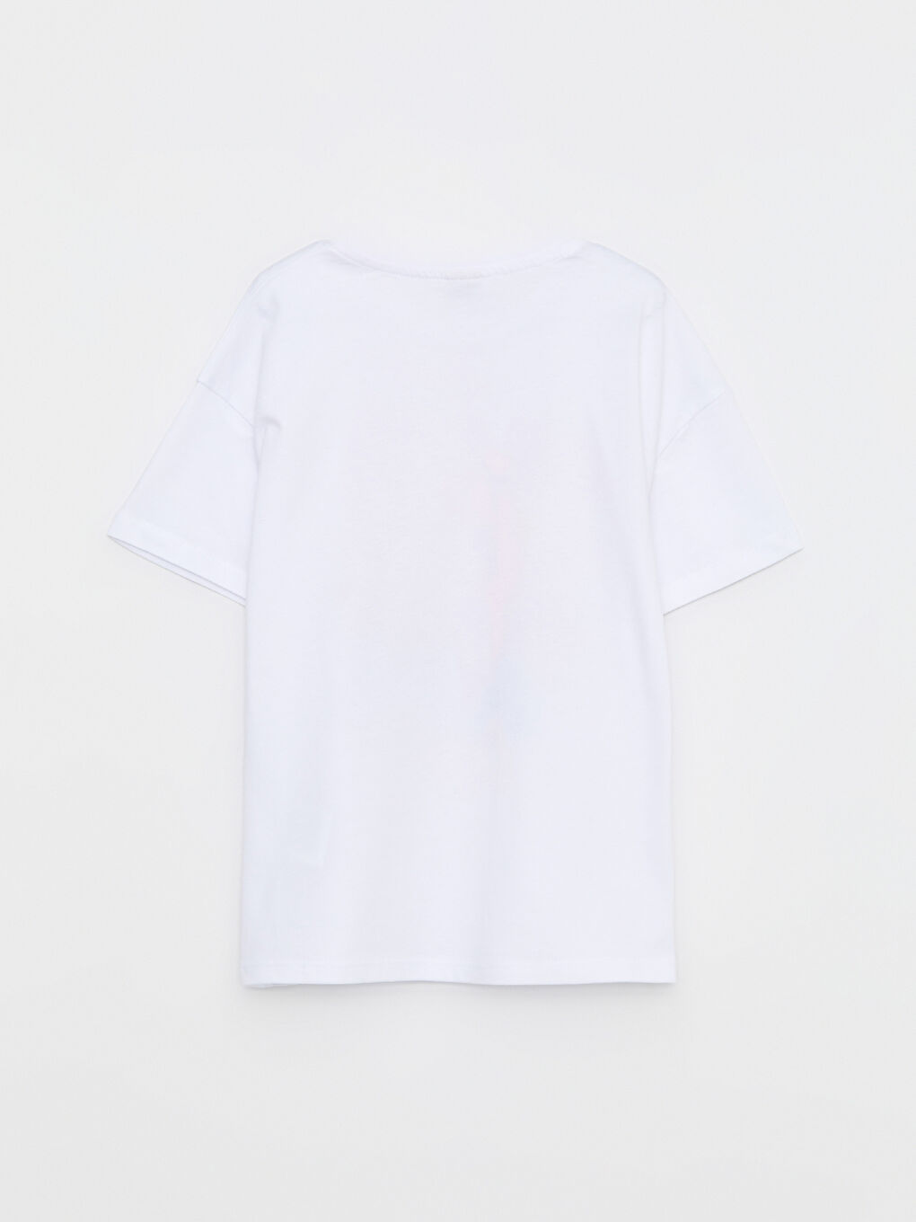 Beyaz Bisiklet Yaka K-Pop Baskılı Kısa Kollu Pamuklu Kız Çocuk Tişört-1