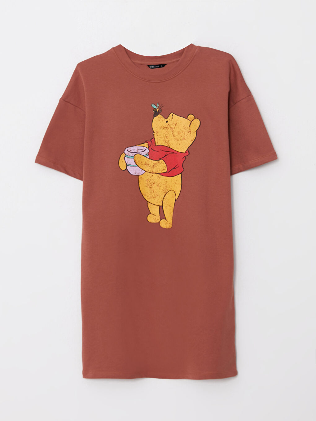 Crew Neck Winnie The Pooh Printed Short Sleeve Women's Dress -S2L037Z8-H9G