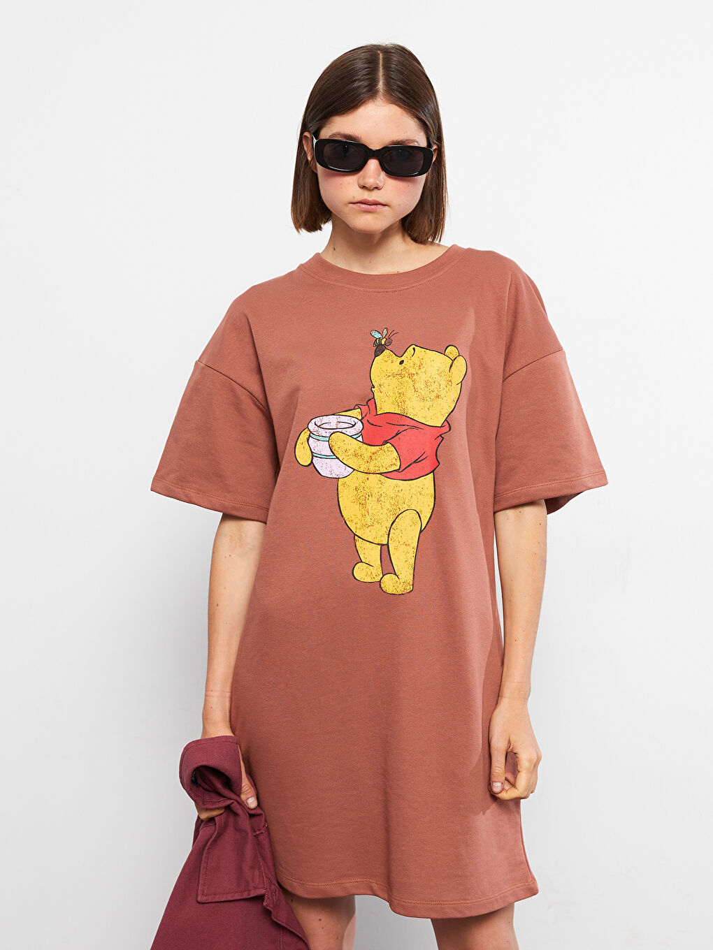 Crew Neck Winnie The Pooh Printed Short Sleeve Women's Dress -S2L037Z8-H9G