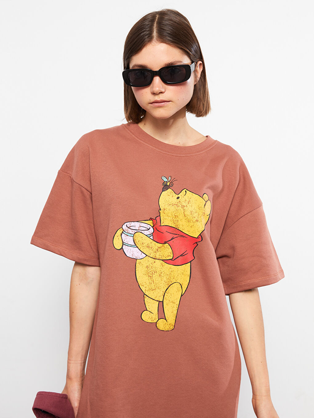 Crew Neck Winnie The Pooh Printed Short Sleeve Women's Dress -S2L037Z8-H9G