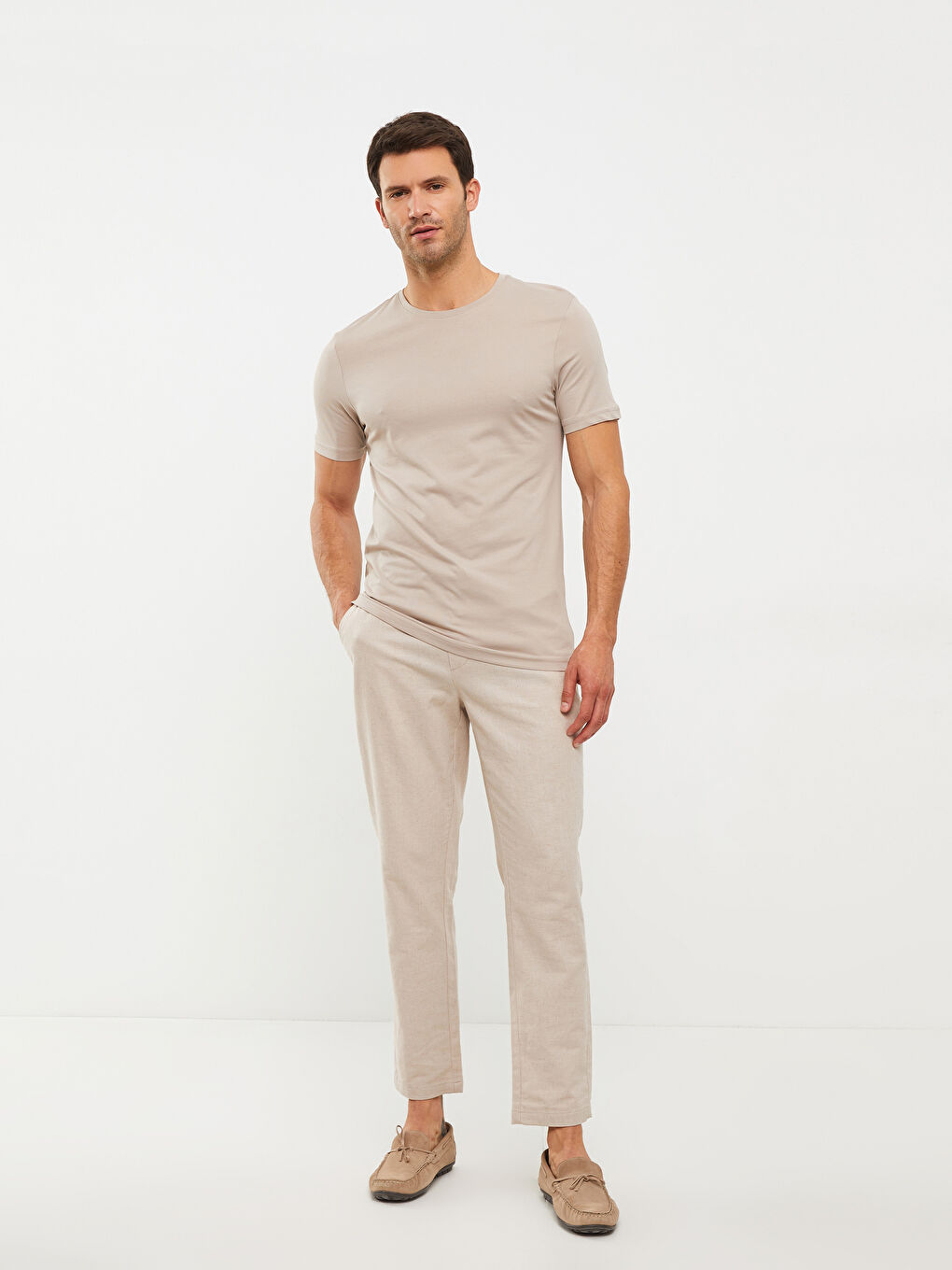 Tricou pentru Bărbați cu Mânecă Scurtă și Guler Rotund-1