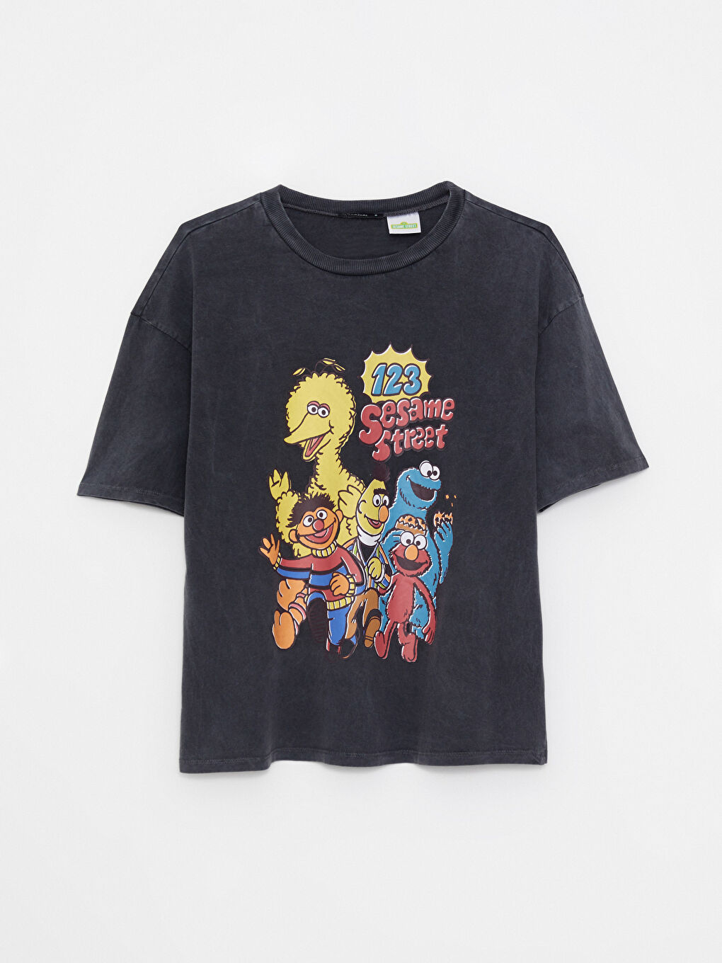 Round Neck Sesame Street Printed Short Sleeve Cotton Women's T-Shirt -S2L044Z8-DC4