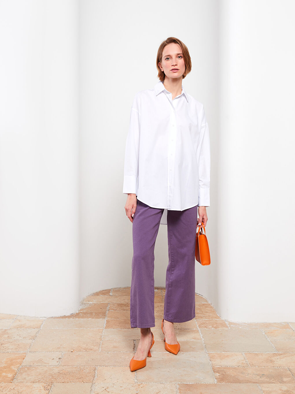 Tunique Chemise Pour Femmes Oversize À Manches Longues En Popeline Uni