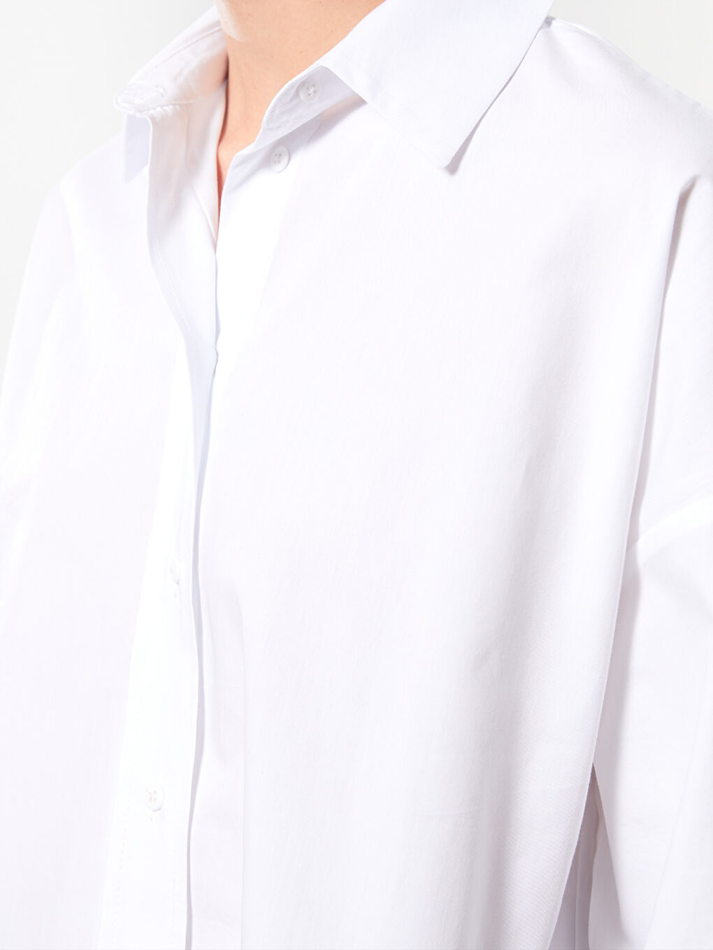 Tunique Chemise Pour Femmes Oversize À Manches Longues En Popeline Uni-3