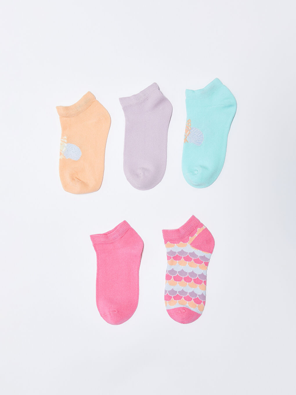 Patterned Girls' Trainer Socks 5 Pack-1