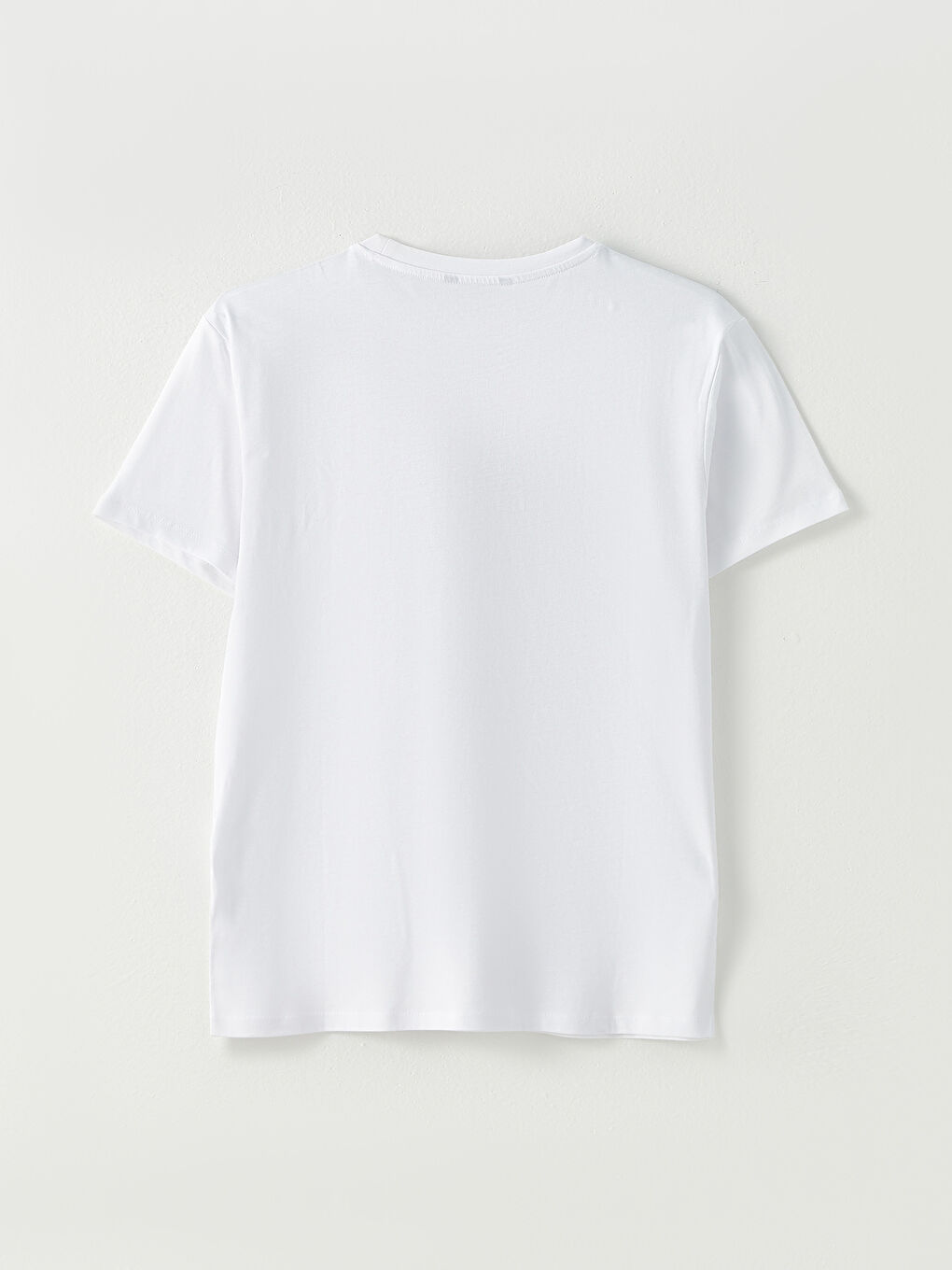 Beyaz Bisiklet Yaka Mickey Mouse Baskılı Kısa Kollu Pamuklu Kadın Tişört-5