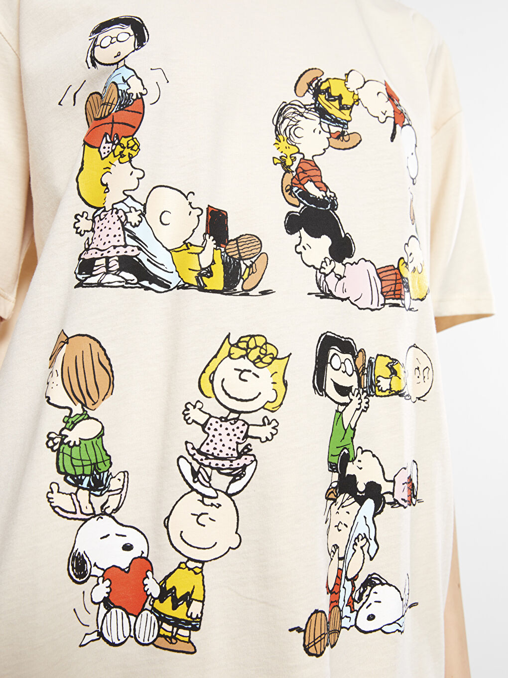 Crew Neck Peanuts Printed Short Sleeve Cotton Women's T-Shirt-4