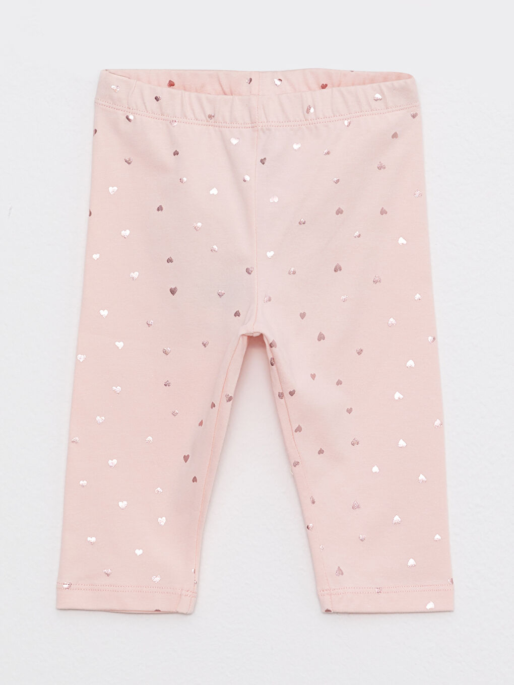 Pembe Beli Lastikli Desenli Kız Bebek Tayt