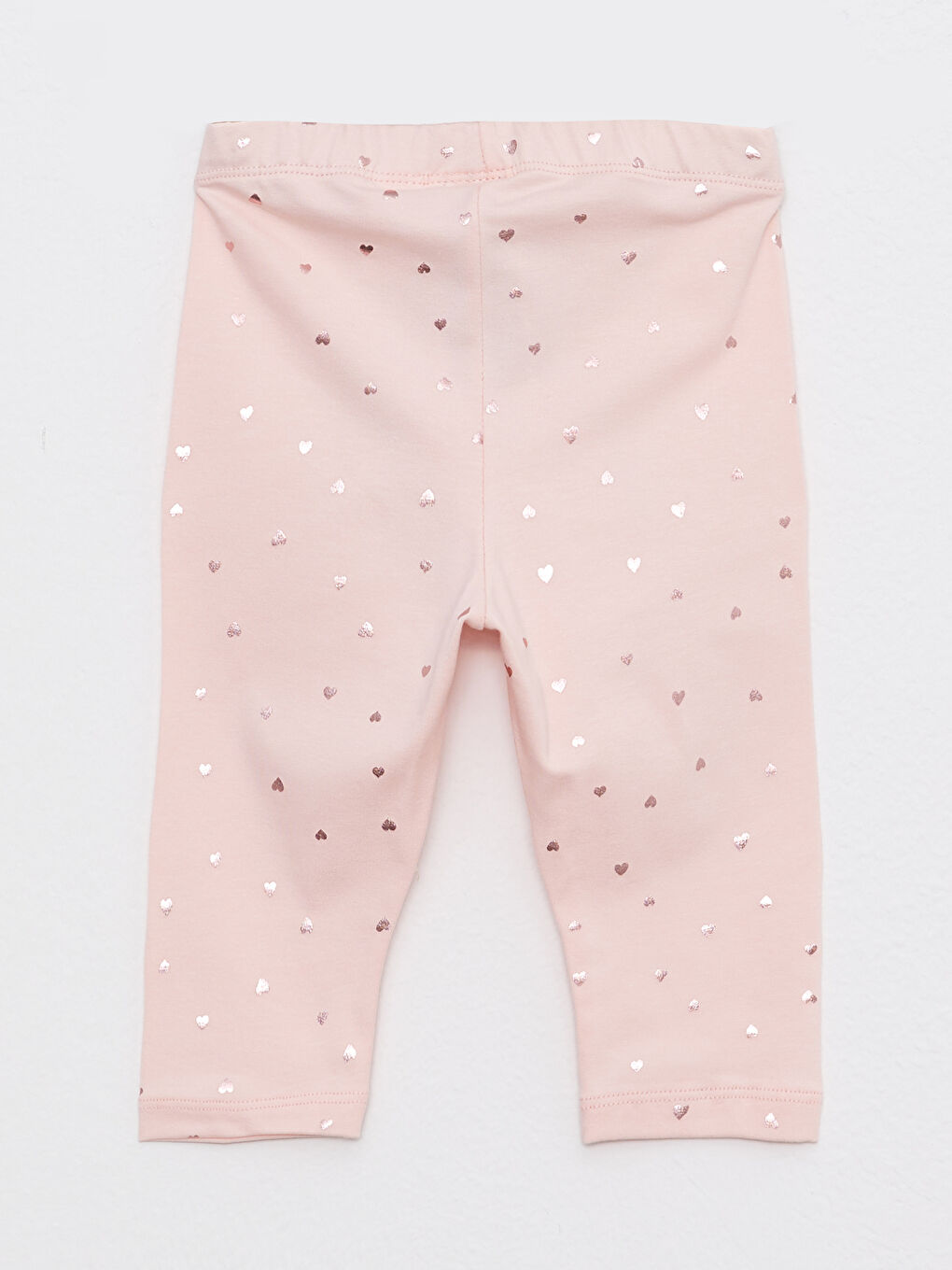Pembe Beli Lastikli Desenli Kız Bebek Tayt-1
