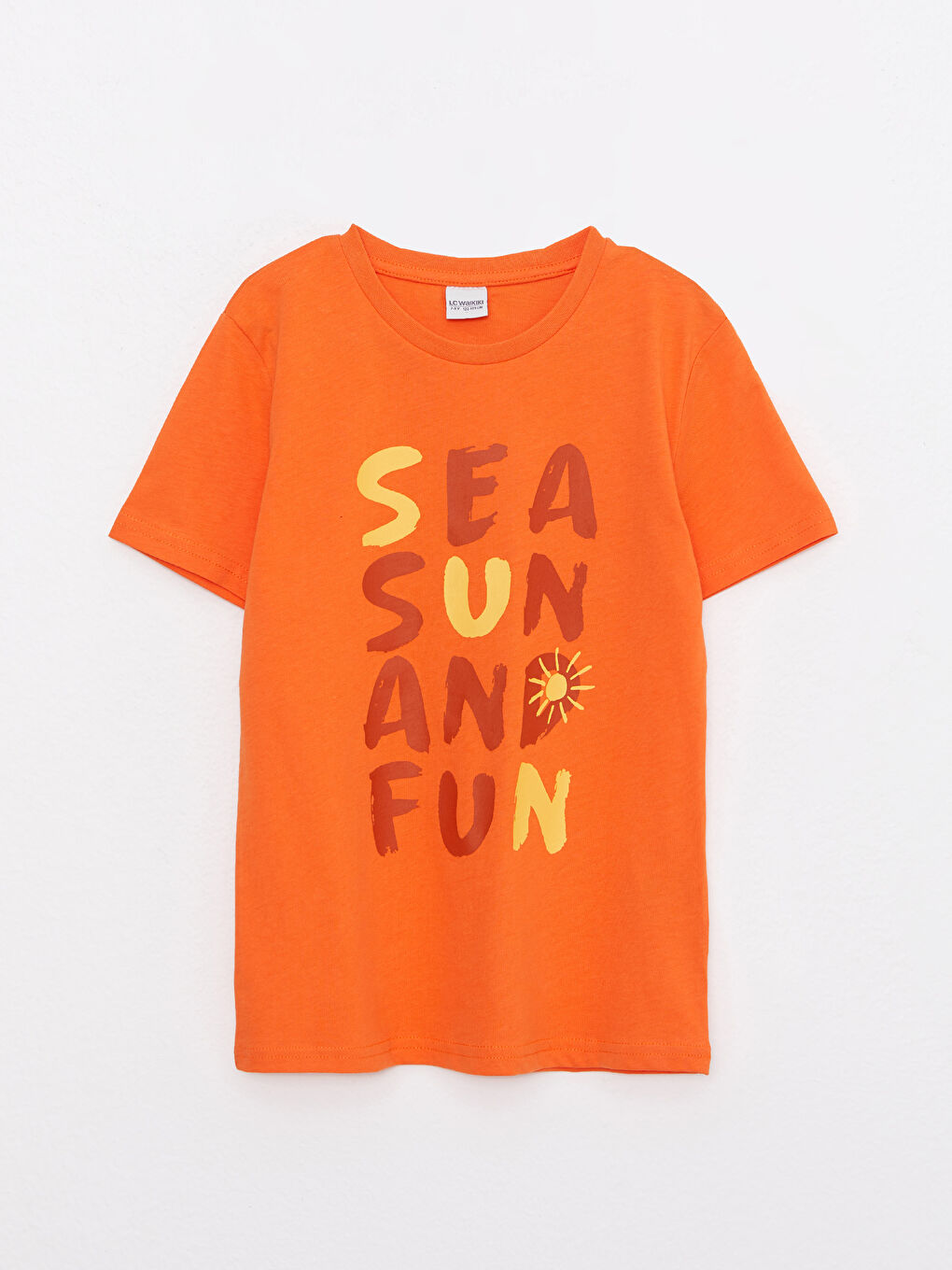 Turuncu Bisiklet Yaka Baskılı Kısa Kollu Pamuklu Erkek Çocuk Tişört-2