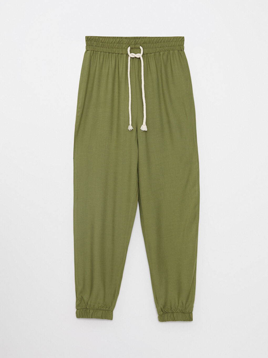 Pantalon Jogger Droit à Taille Élastique Ajustement Standard en Viscose pour Femmes-5