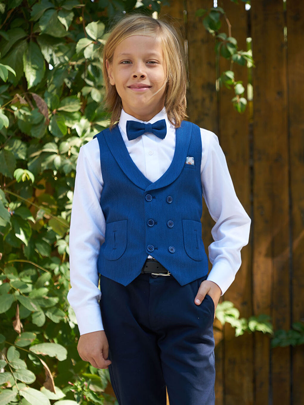 Lacivert Erkek Çocuk Yelekli Takım