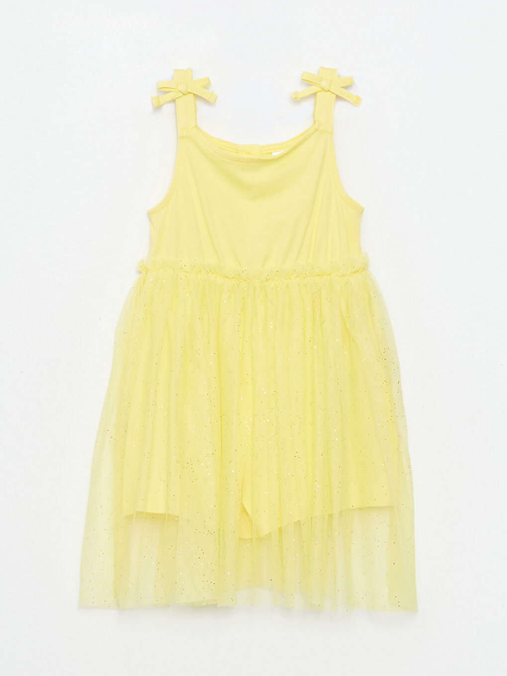 Sarı Kare Yaka Basic Kız Bebek Elbise