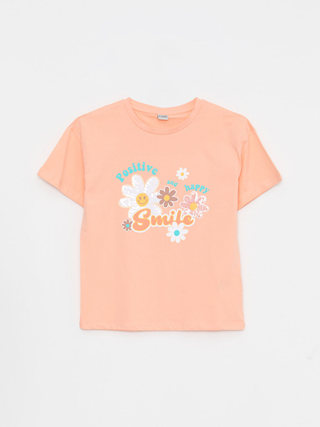 LCW Kids T-shirt à Manches Courtes Imprimé Col Rond pour Filles et Collants -S2L166Z4-G5P
