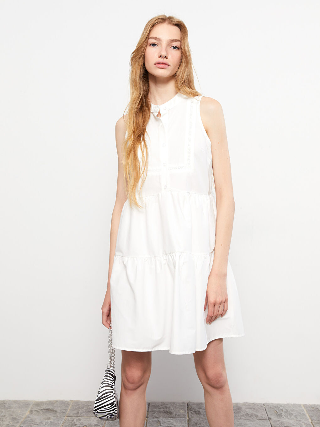 Halter Neck Straight Sleeveless Poplin Women's Dress -S2L217Z8-FEX