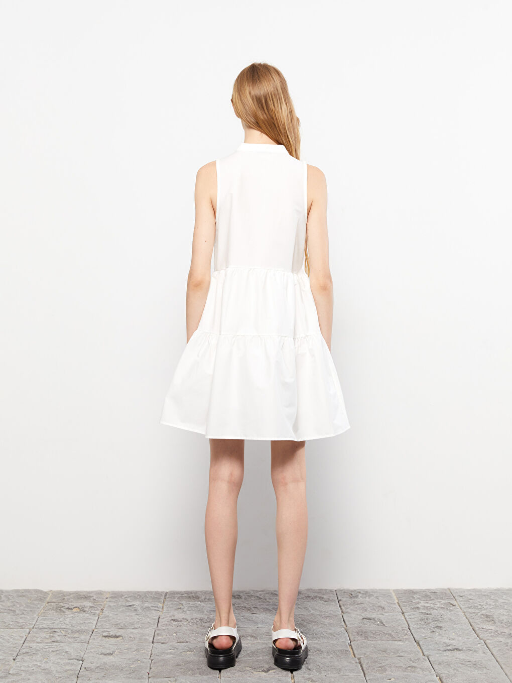 Halter Neck Straight Sleeveless Poplin Women's Dress -S2L217Z8-FEX