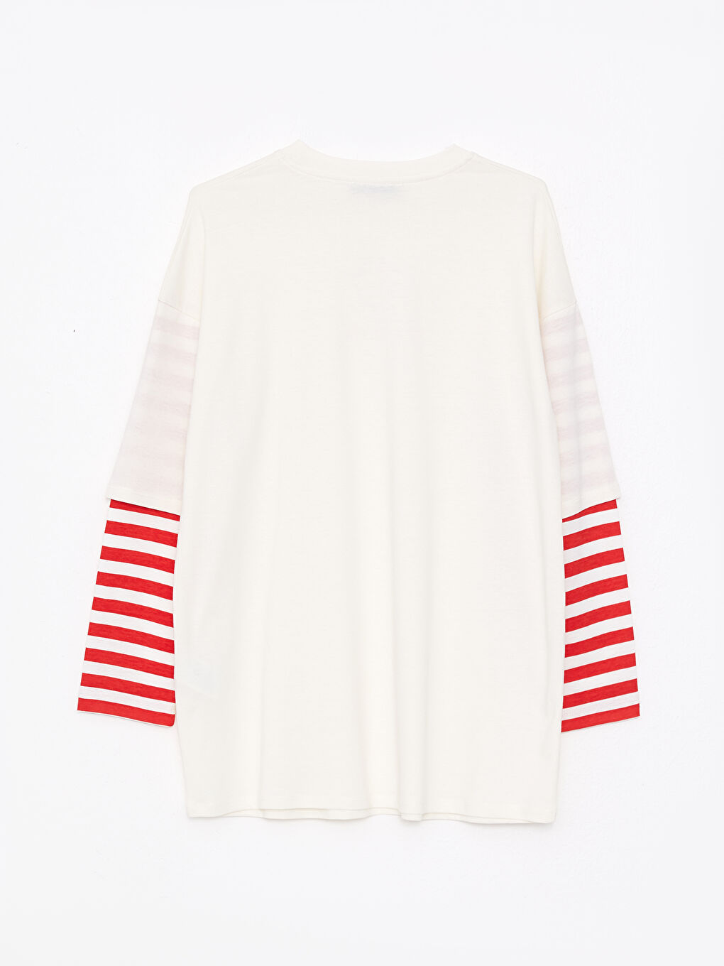 Ekru Bisiklet Yaka Baskılı Uzun Kollu Kadın Tunik-6