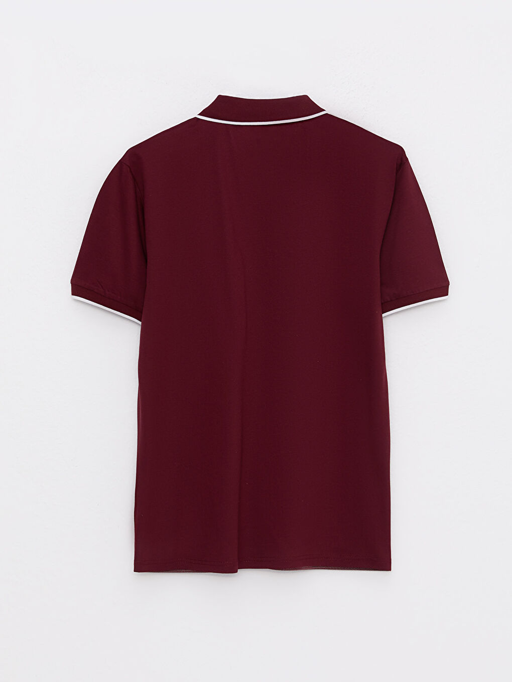 Bordo Polo Yaka Kısa Kollu Desenli Penye Erkek Tişört-6
