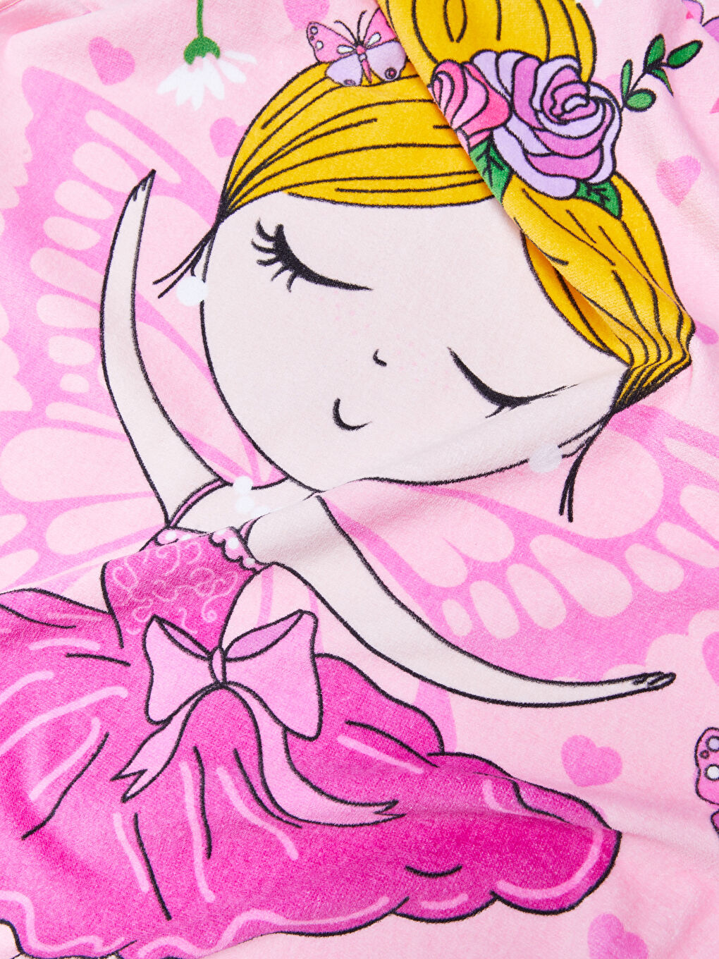 Pembe Baskılı Kız Çocuk Kadife Plaj Havlusu-2