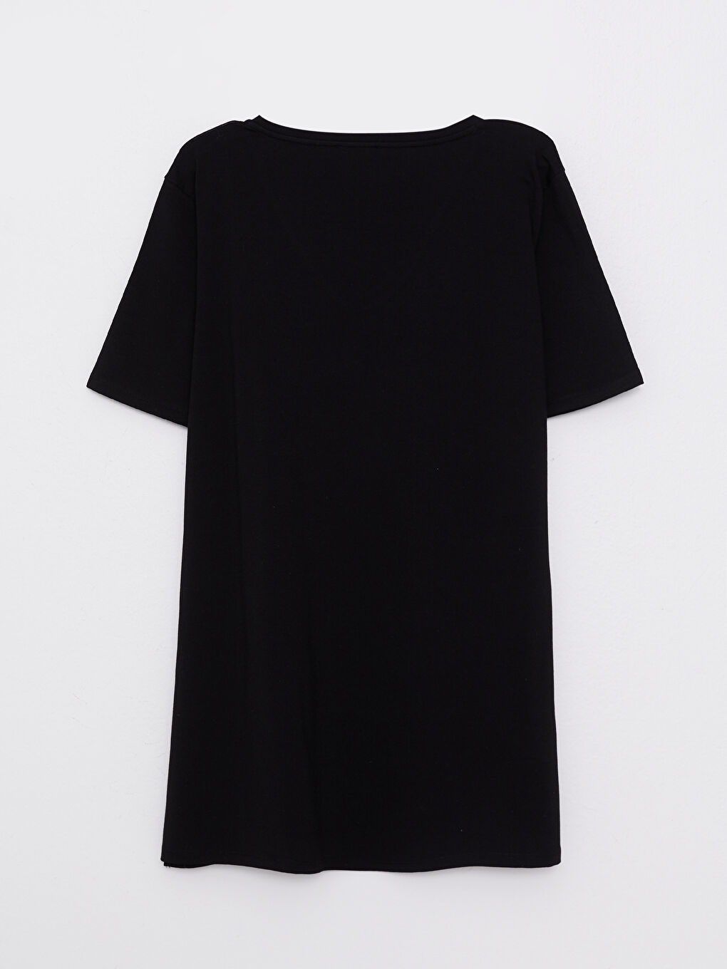 Siyah Büyük Beden V Yaka Pul Payet İşlemeli Kısa Kollu Kadın Tişört-6