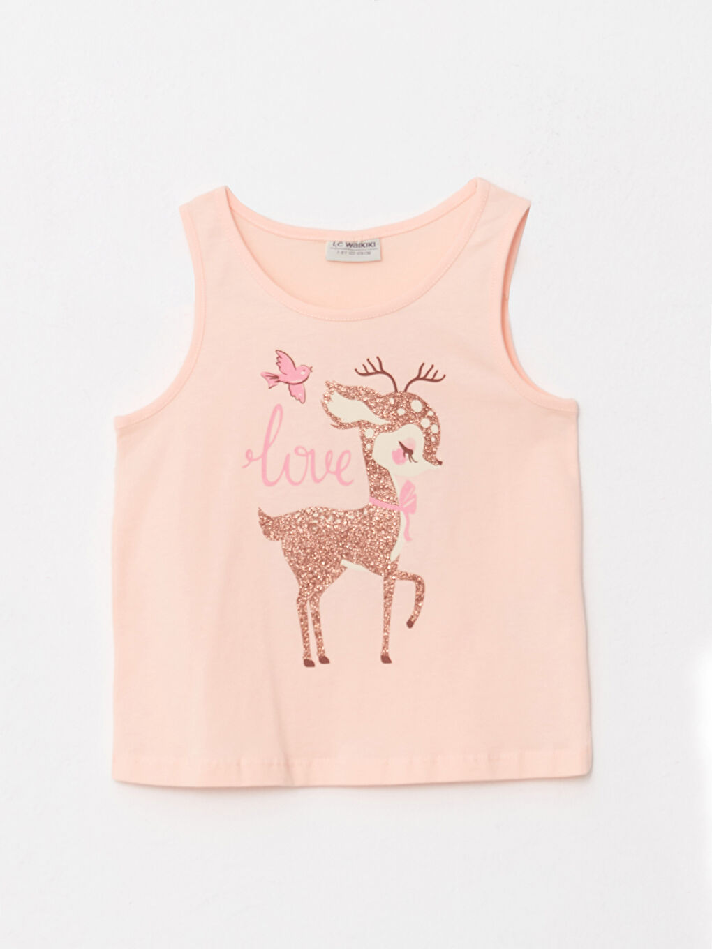 Майка для девочки с круглым вырезом из хлопка с принтом