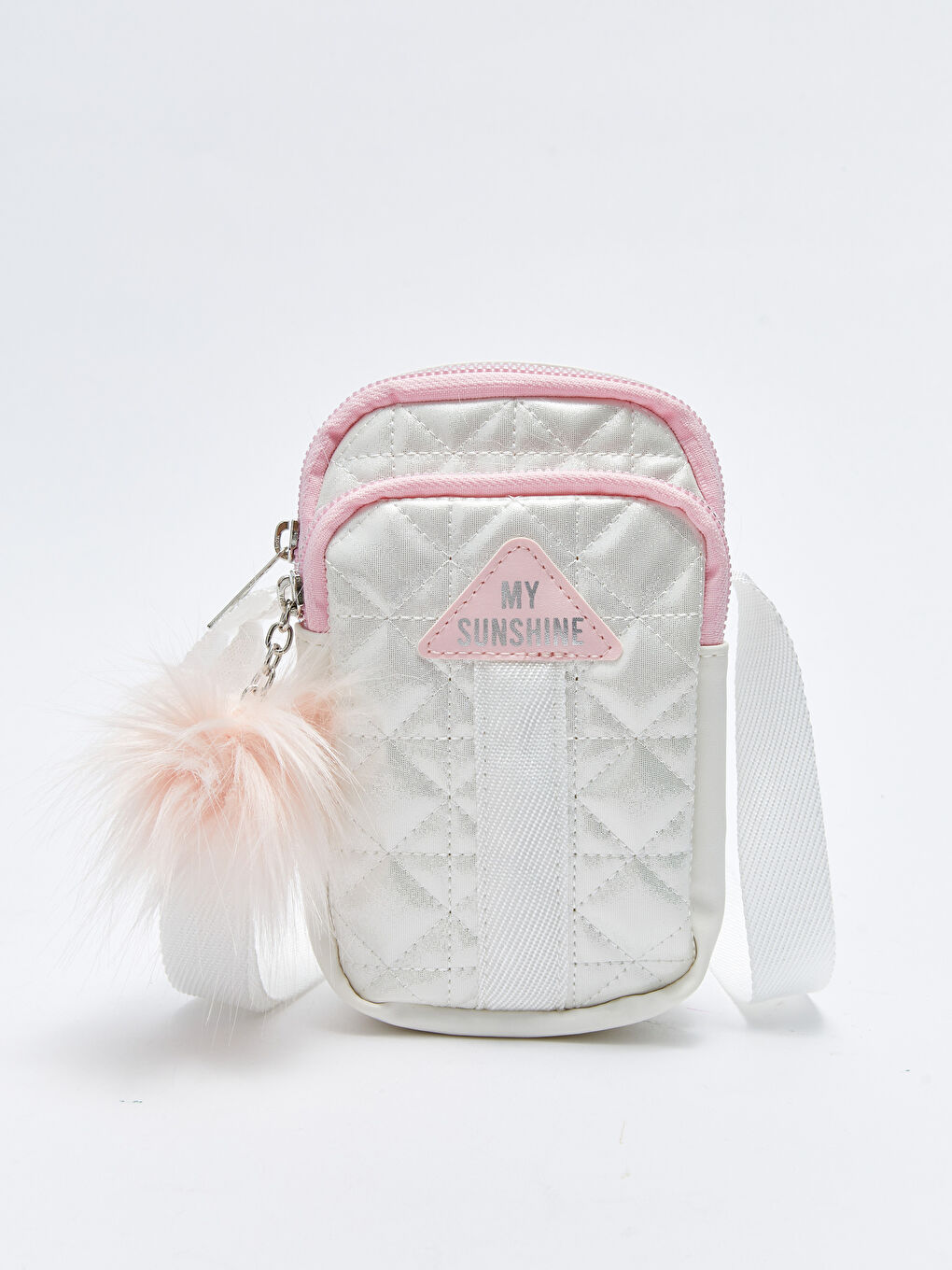 Beyaz Hologram Deri Görünümlü Kapitoneli Kız Çocuk Çapraz Çanta-3