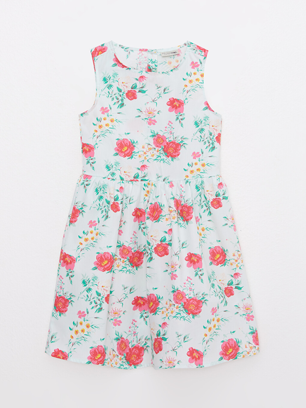 Crew Neck Printed Poplin Girl Dress