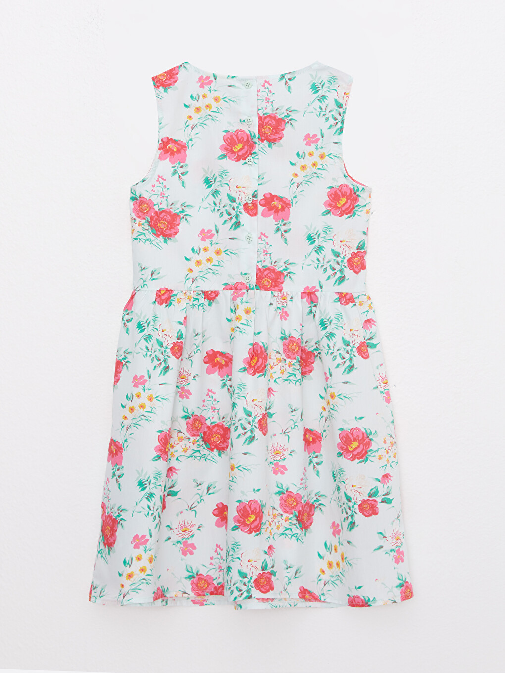 Crew Neck Printed Poplin Girl Dress-1