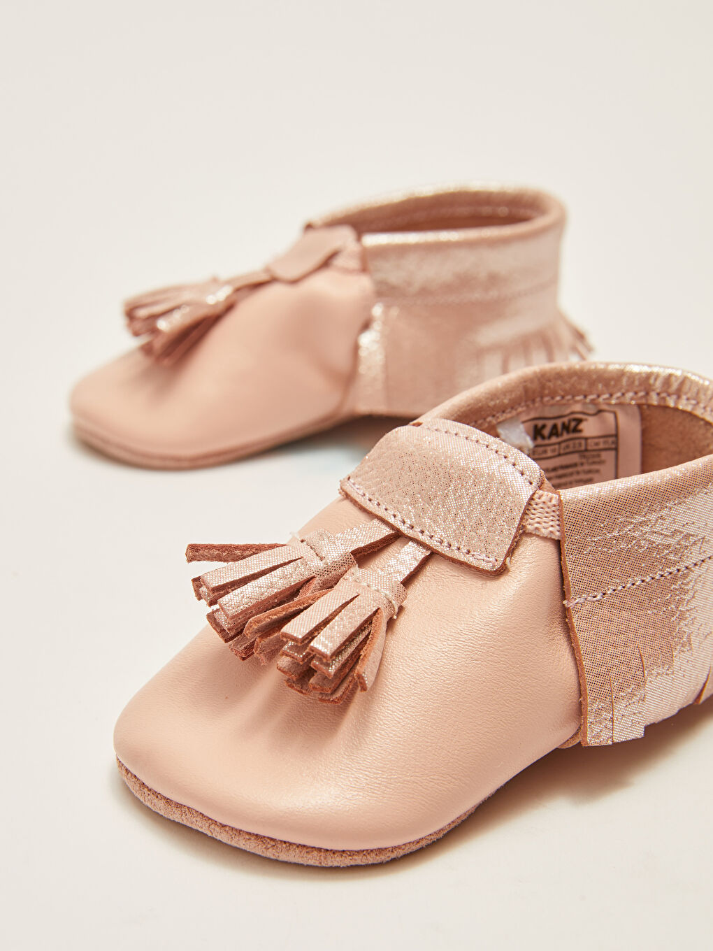 Pembe Hakiki Deri Kız Bebek Yürüme Öncesi Ayakkabısı-6