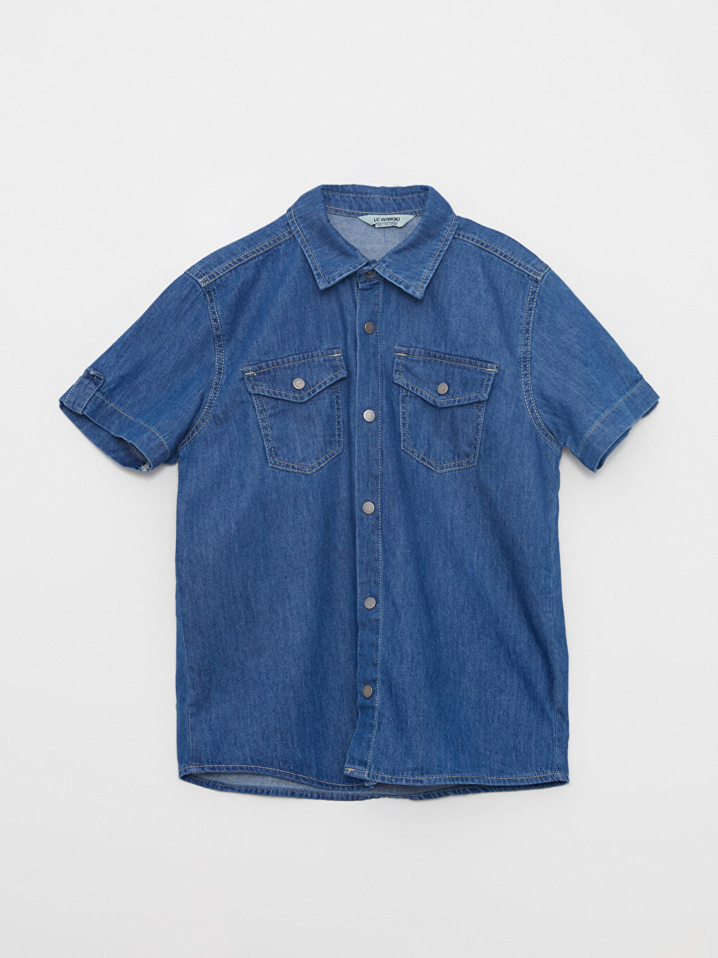 قميص دنيم أساسي كم قصير للأولاد-3