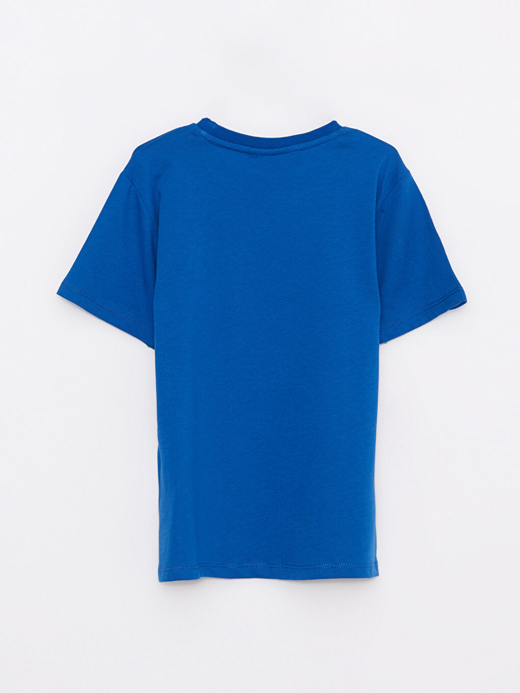 Mavi Bisiklet Yaka DC Süper Evciller Takımı Baskılı Kısa Kollu Pamuklu Erkek Çocuk Tişört-1