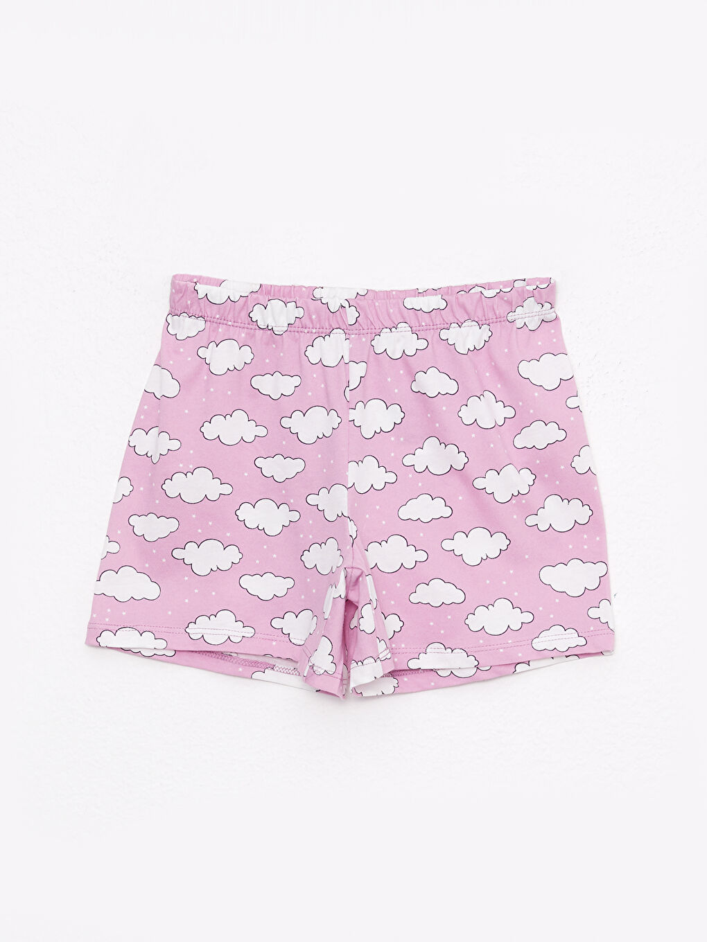 Lila Bisiklet Yaka Baskılı Kısa Kollu Kız Çocuk Şortlu Pijama Takımı-2