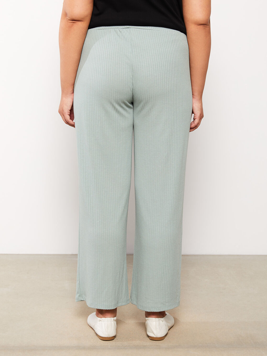 Pantalone za Žene Velike Veličine sa Elastičnim Strukem Standardnog Kroja Ravnog Kroj sa Džepovima-4