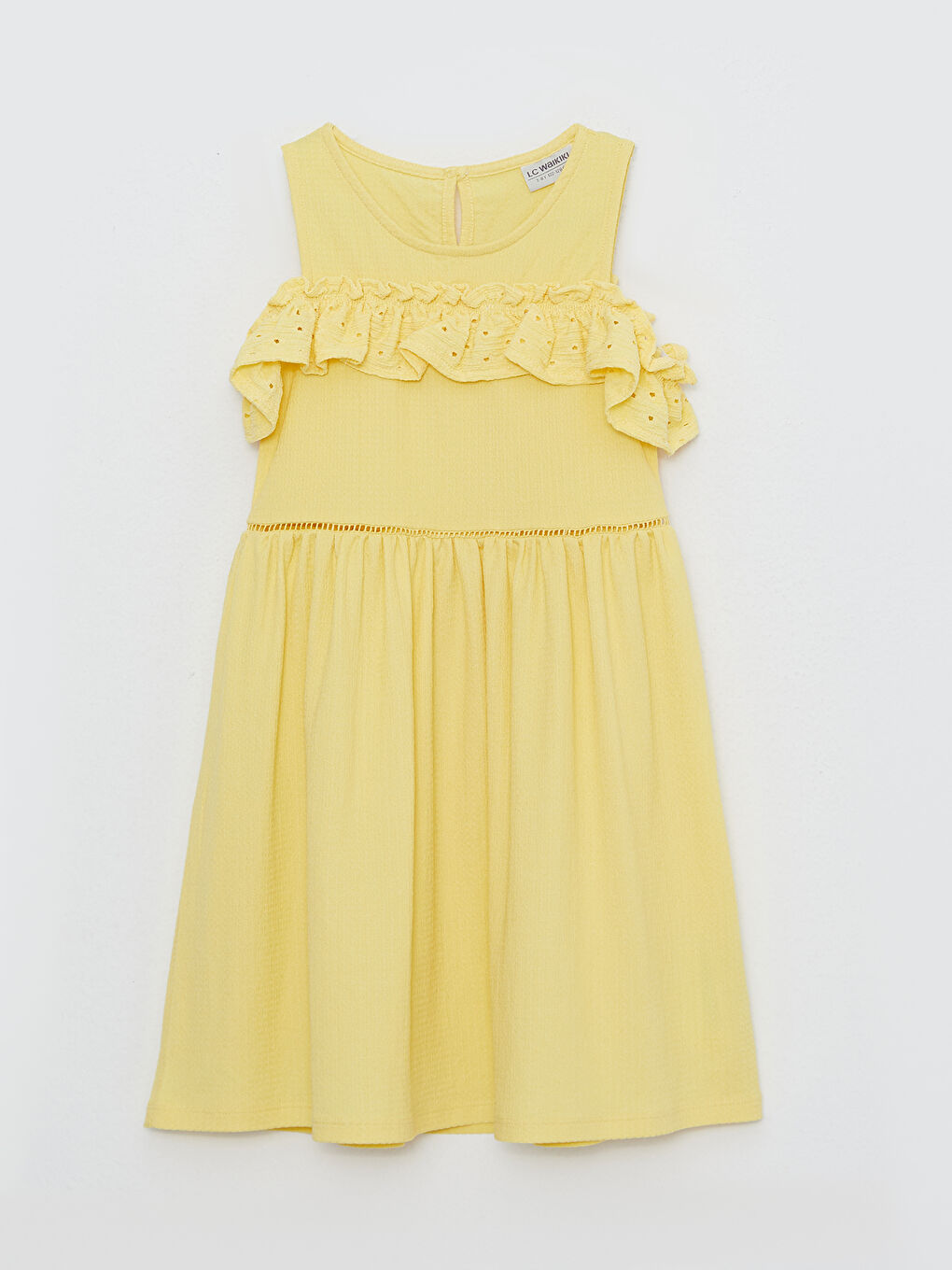 Sarı Bisiklet Yaka Basic Kız Çocuk Elbise