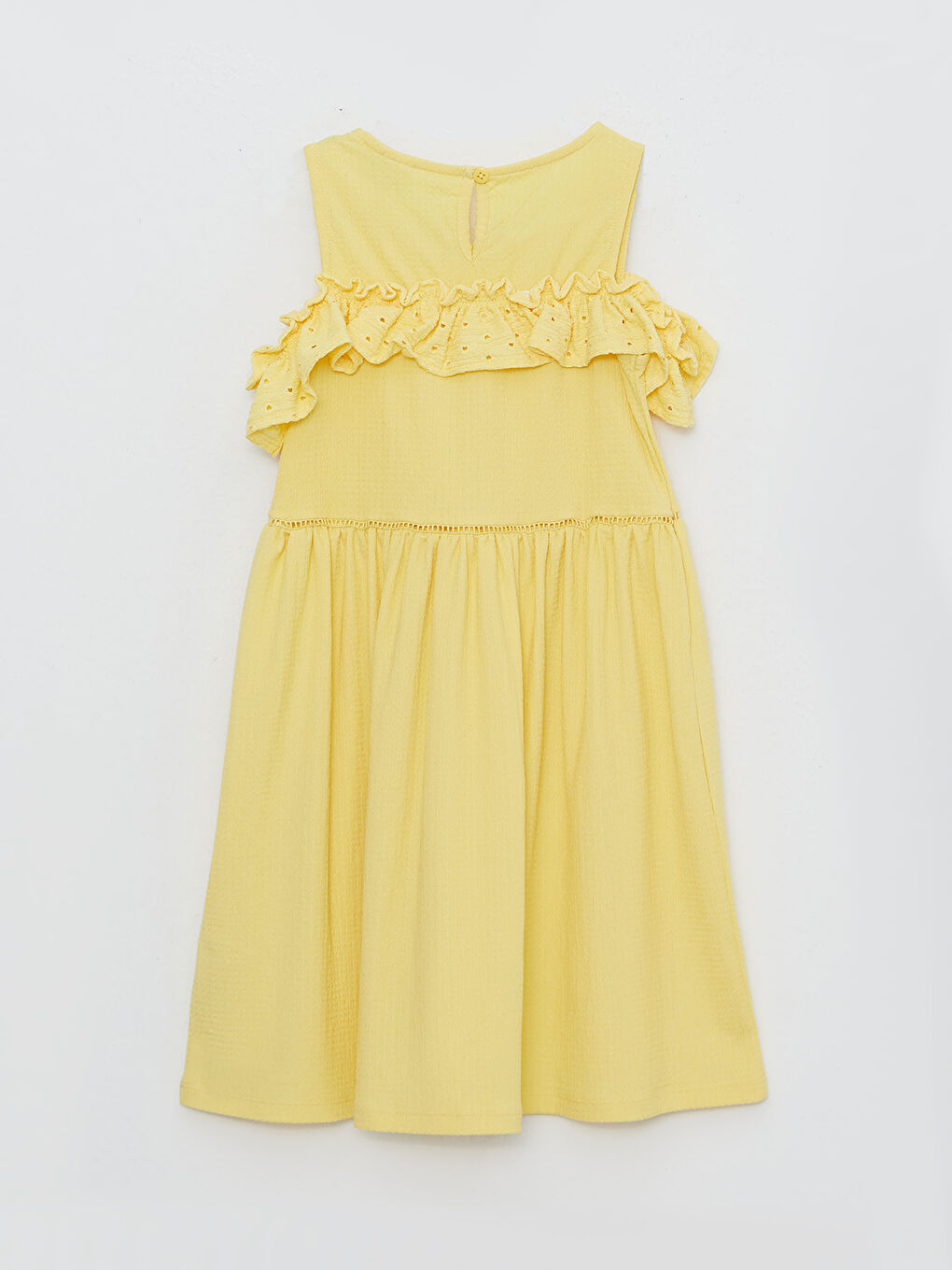 Sarı Bisiklet Yaka Basic Kız Çocuk Elbise-1