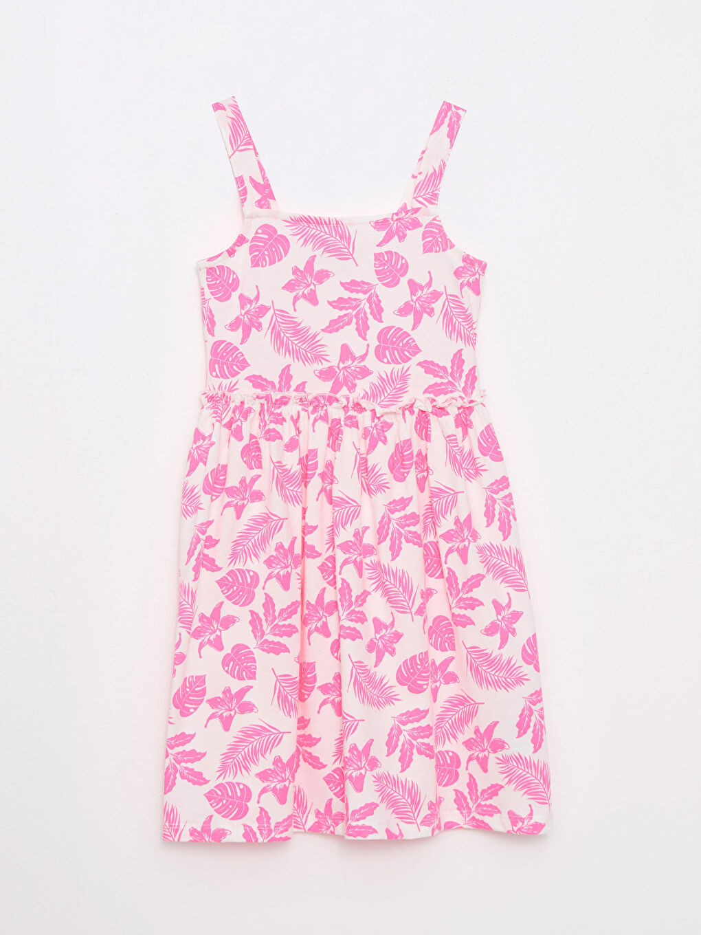 Square Neck Patterned Strap Cotton Girls' Dress -S2L403Z4-Q0M