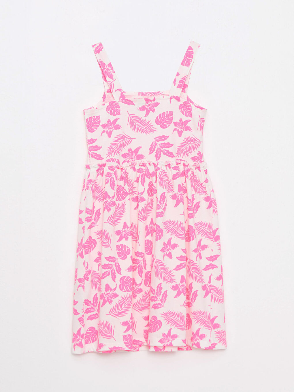 Square Neck Patterned Strap Cotton Girls' Dress -S2L403Z4-Q0M