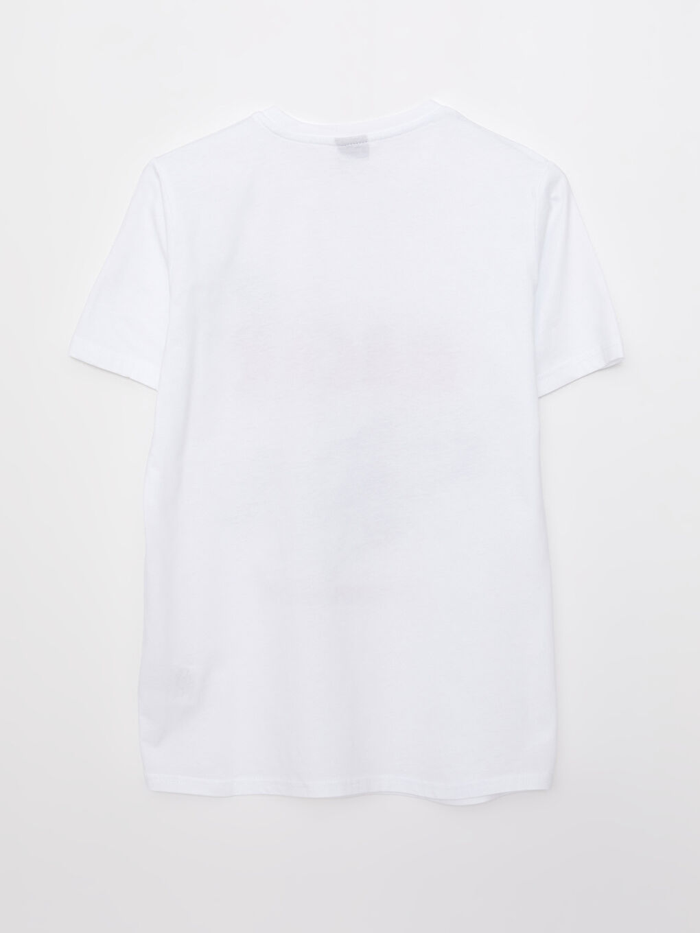 Beyaz Bisiklet Yaka Baskılı Kısa Kollu Pamuklu Erkek Çocuk Tişört-1