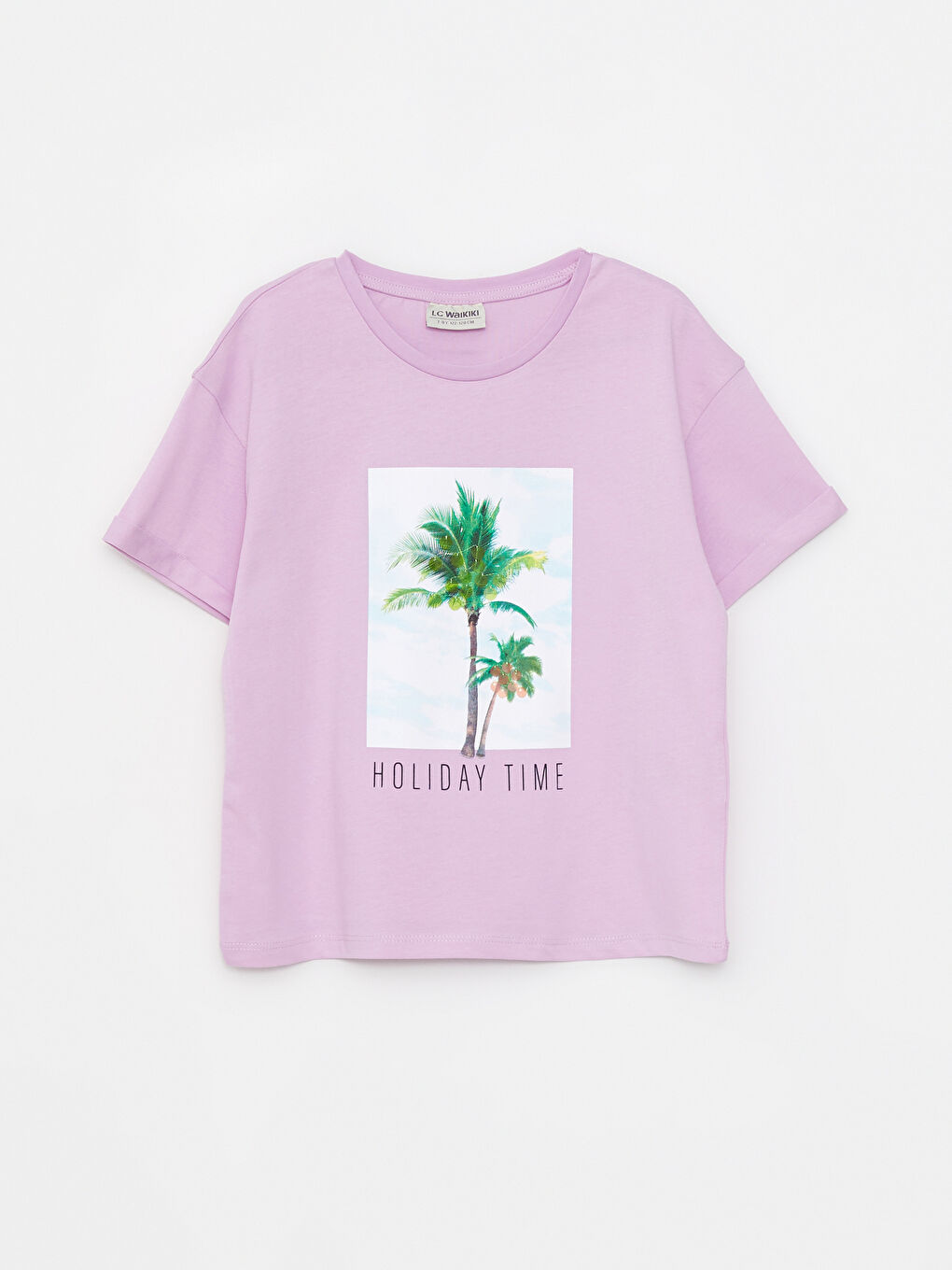 Crew Neck Printed Short Sleeve Cotton Girl T-shirt