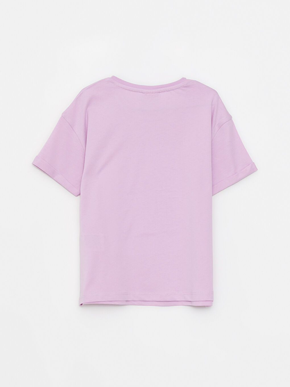 Crew Neck Printed Short Sleeve Cotton Girl T-shirt-1