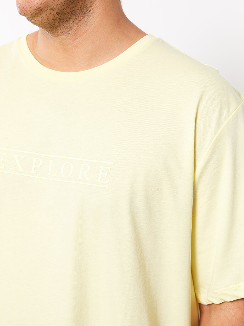 Sarı Bisiklet Yaka Kısa Kollu Baskılı Penye Erkek Tişört-3