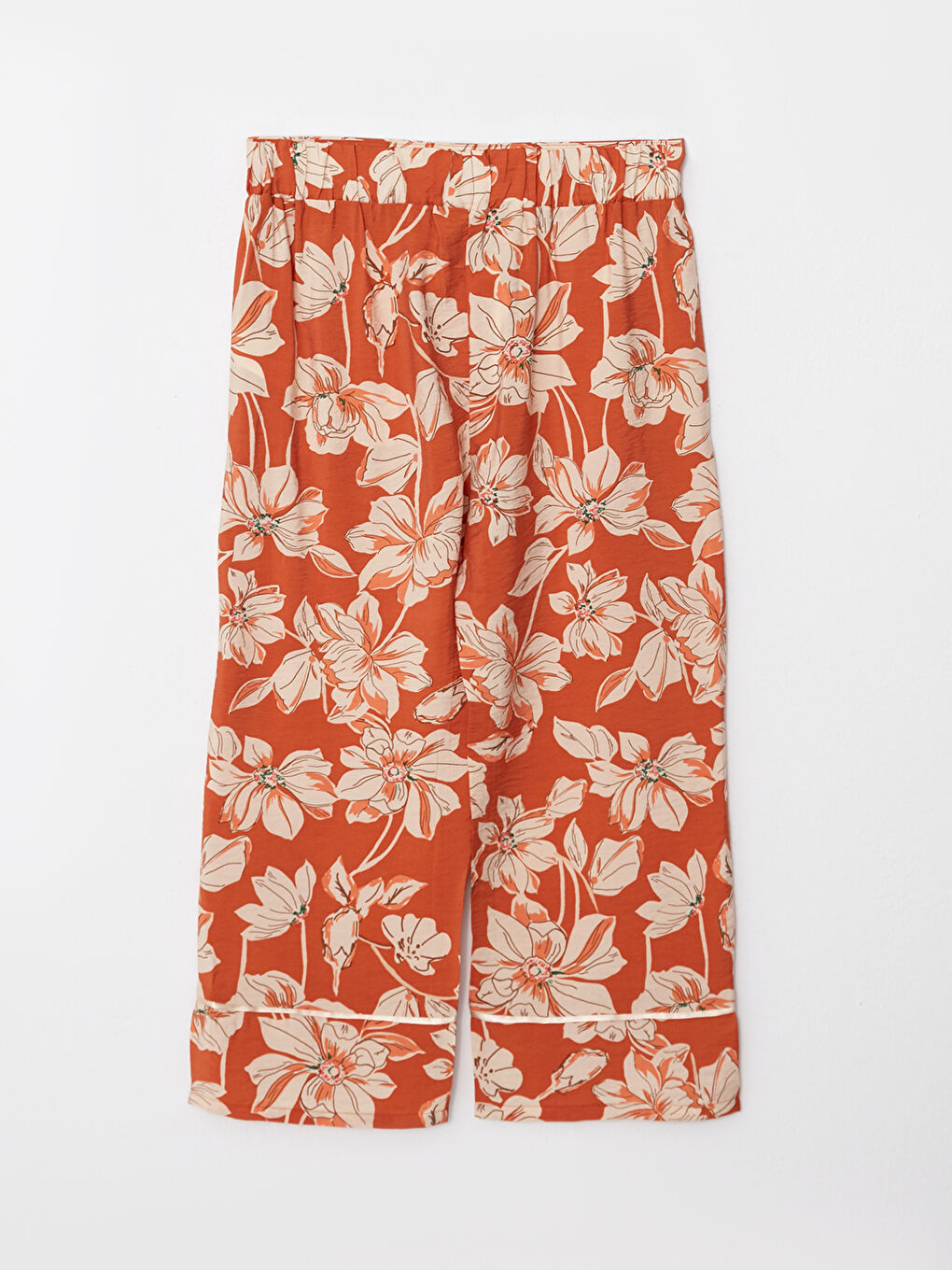 Turuncu Beli Lastikli Desenli Kadın Kapri-6