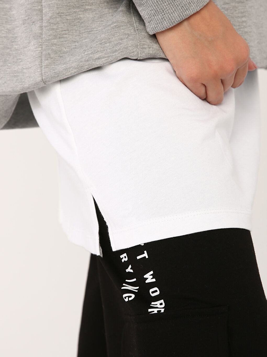 Beyaz Düz Penye Kadın İçlik Etek-2